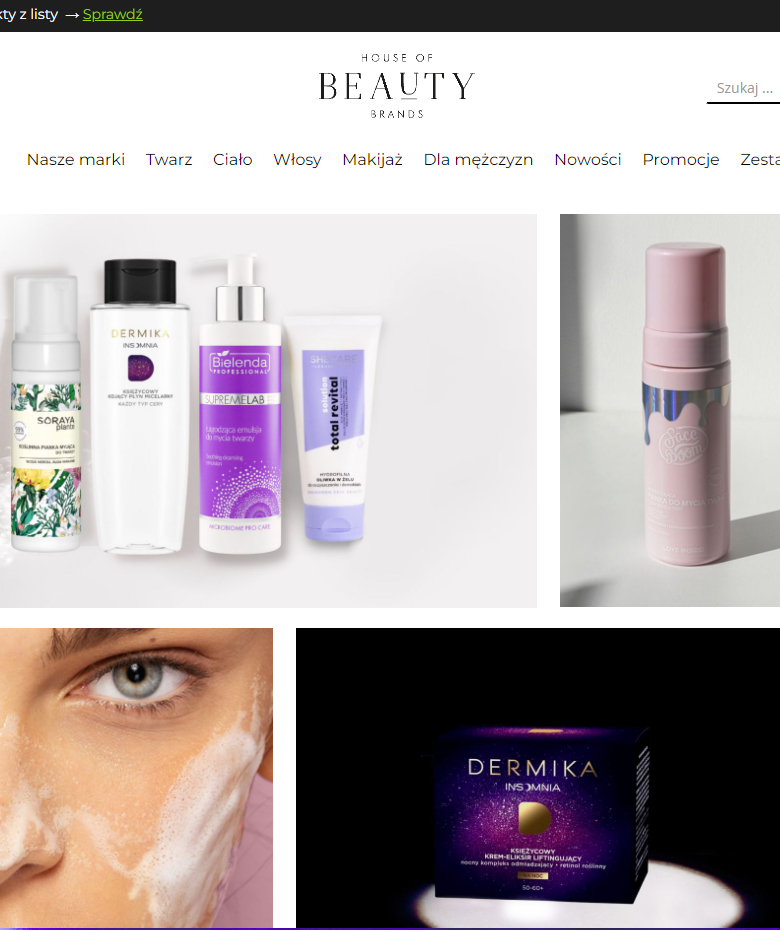 House Of Beauty Brands - wycinek z ekranu laptopa pokazujący logo w użyciu na stronie www sklepu / brandu House of Beauty Brands